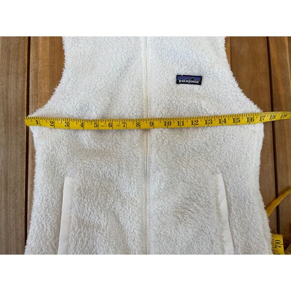 Patagonia Los Gatos Vest Womens Small White Deep-Pile Fleece Pocket Full-Zip - Picture 8 of 9
